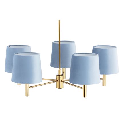 BRILAGI - Takpendel med stång MONTE 5xE27/60W/230V blå/guld