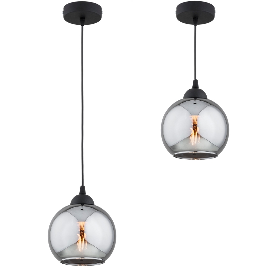 Brilagi - Takpendel med vajer 1xE27/60W/230V svart/rökgrå