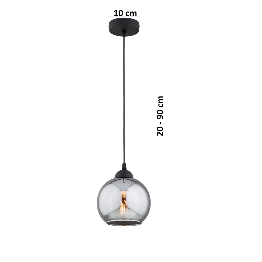 Brilagi - Takpendel med vajer 1xE27/60W/230V svart/rökgrå
