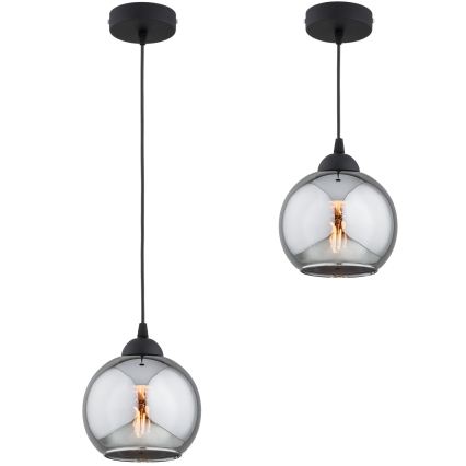 Brilagi - Takpendel med vajer DIOR 1xE27/60W/230V svart/rökgrå