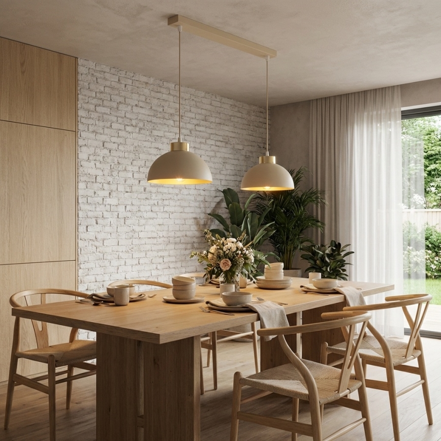 Brilagi - Takpendel med vajer MOON 2xE27/60W/230V beige/guld