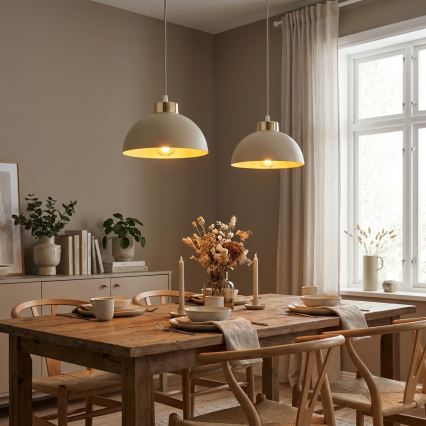 Brilagi - Takpendel med vajer MOON 2xE27/60W/230V beige/guld