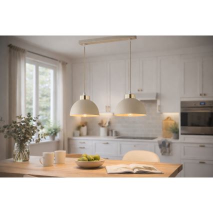 Brilagi - Takpendel med vajer MOON 2xE27/60W/230V beige/guld