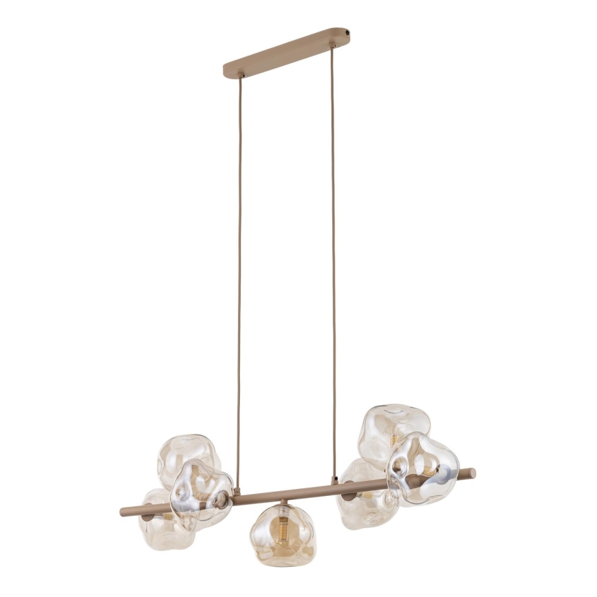 Brilagi - Takpendel med vajer VULCANO 7xG9/8W/230V beige/rökfärgad beige