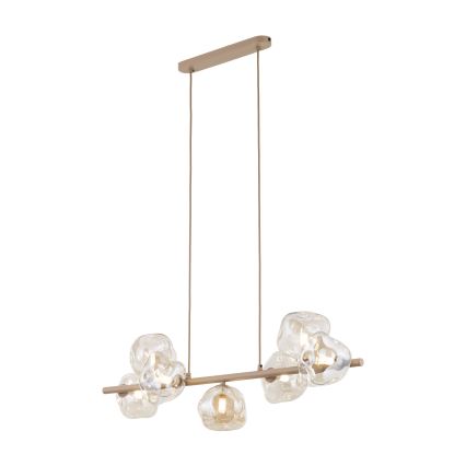 Brilagi - Takpendel med vajer VULCANO 7xG9/8W/230V beige/rökfärgad beige