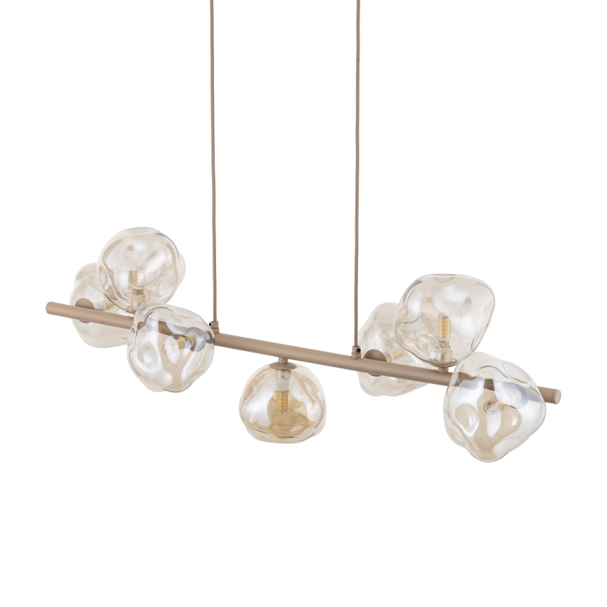 Brilagi - Takpendel med vajer VULCANO 7xG9/8W/230V beige/rökfärgad beige