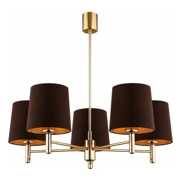 Brilagi - Takpendel MONTE med stång 5xE27/60W/230V brun/guld