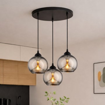 Brilagi - Takpendel på kabel DIOR 3xE27/60W/230V svart/rökgrå