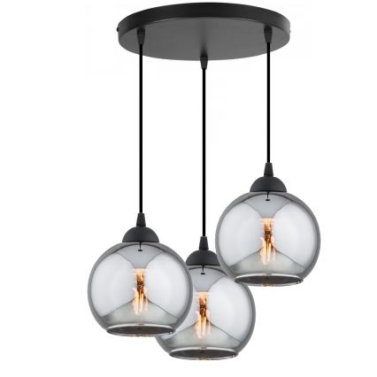 Brilagi - Takpendel på kabel DIOR 3xE27/60W/230V svart/rökgrå