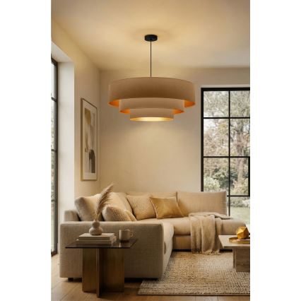 Brilagi - Takpendel på kabel LUNETA 3xE27/60W/230V Ø 80 cm beige/guld