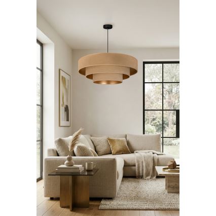 Brilagi - Takpendel på kabel LUNETA 3xE27/60W/230V Ø 80 cm beige/guld