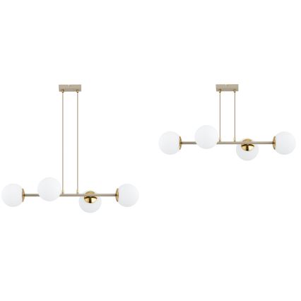 Brilagi - Takpendel på kabel MILO ECRU 4xE27/60W/230V beige/guld