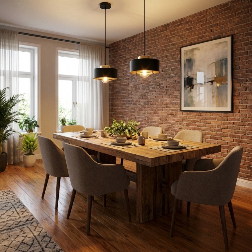 Brilagi - Takpendel på kabel SPRING 1x E27/60 W/230 V Ø 20 cm svart/guld