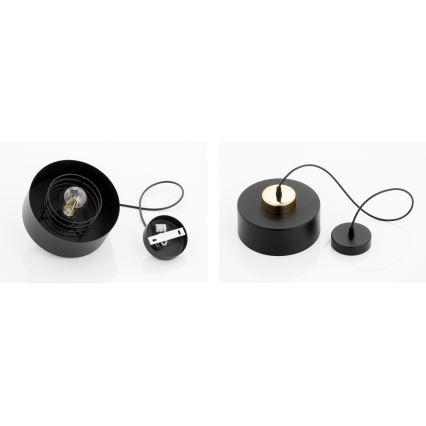 Brilagi - Takpendel på kabel SPRING 1x E27/60 W/230 V Ø 20 cm svart/guld