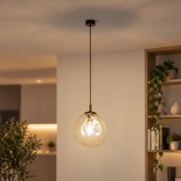BRILAGI - Takpendel på kabel VULCANO 1xE27/15W/230V Ø 25 cm brons/rökbeige