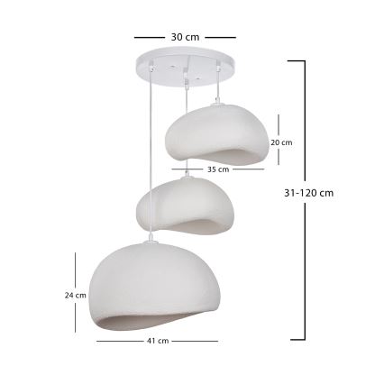 Brilagi - Takpendel på sladd WABI SABI 3xE27/40W/230V Ø 76 cm vit