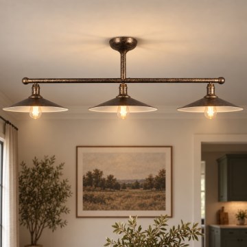 BRILAGI - Takpendel på stång FORGE 3xE27/60W/230V koppar/patina
