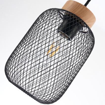 Brilagi - Takpendel på vajer BASKLITE 3xE27/15W/230V trä/svart