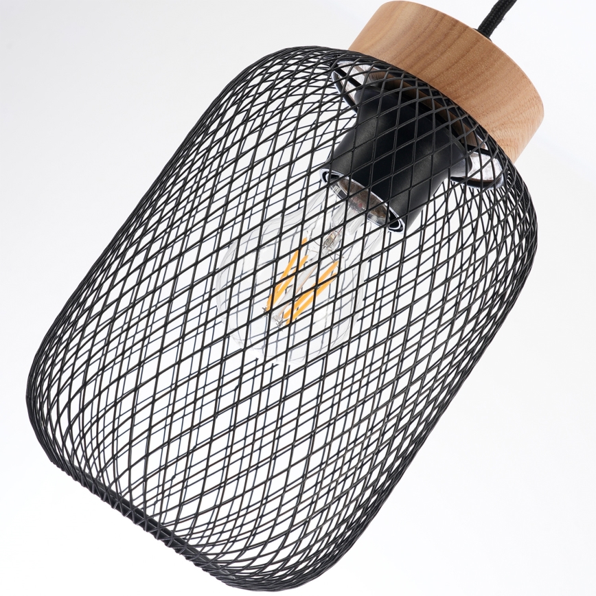 Brilagi - Takpendel på vajer BASKLITE 3xE27/15W/230V trä/svart