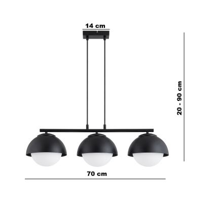 BRILAGI - Takpendel på vajer COSMO 3xE27/60W/230V svart
