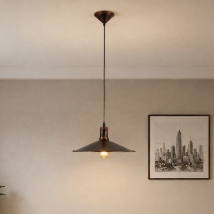 BRILAGI - Takpendel på vajer FORGE 1xE27/60W/230V Ø 36 cm patina/koppar