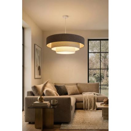 Brilagi - Takpendel på vajer LUNETA 3xE27/60W/230V Ø 80 cm grå/krämvit/vit