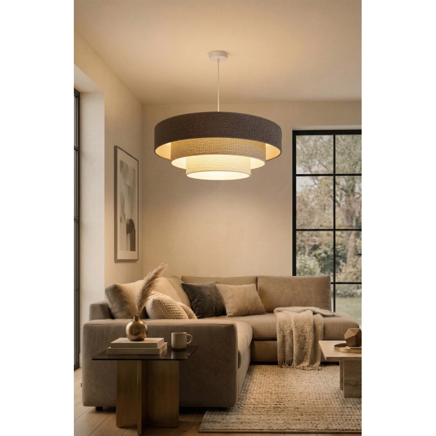 Brilagi - Takpendel på vajer LUNETA 3xE27/60W/230V Ø 80 cm grå/krämvit/vit