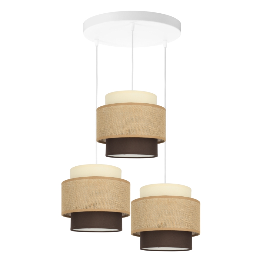 Brilagi - Takpendel på vajer RESNA 3xE27/60W/230V Ø 45 cm beige/svart