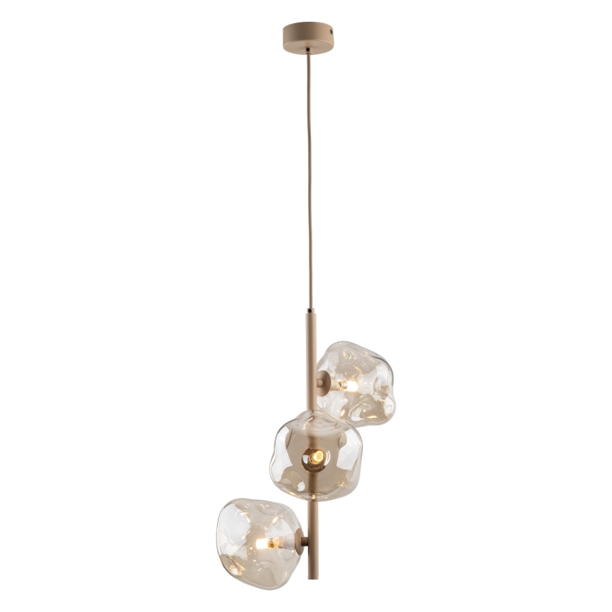 Brilagi - Takpendel på vajer VULCANO 3xG9/8W/230V beige/rökbeige beige