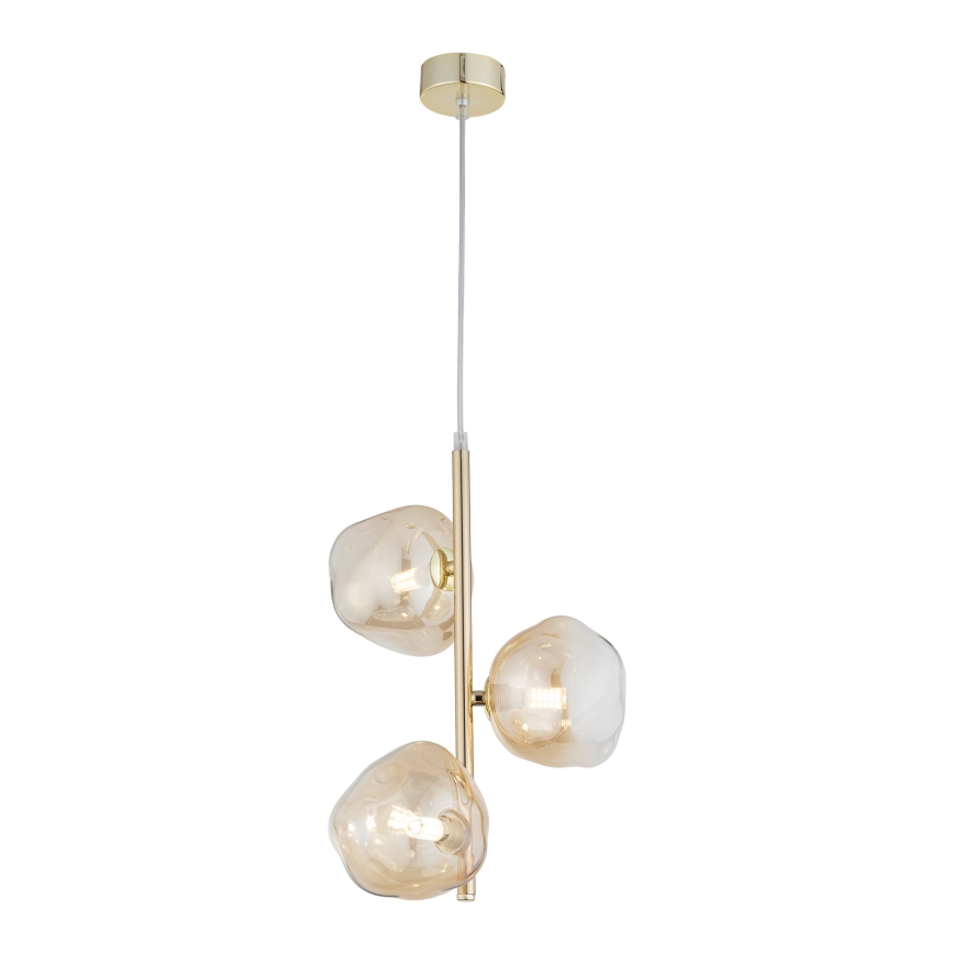 Brilagi - Takpendel på vajer VULCANO 3xG9/8W/230V guld/rökbeige