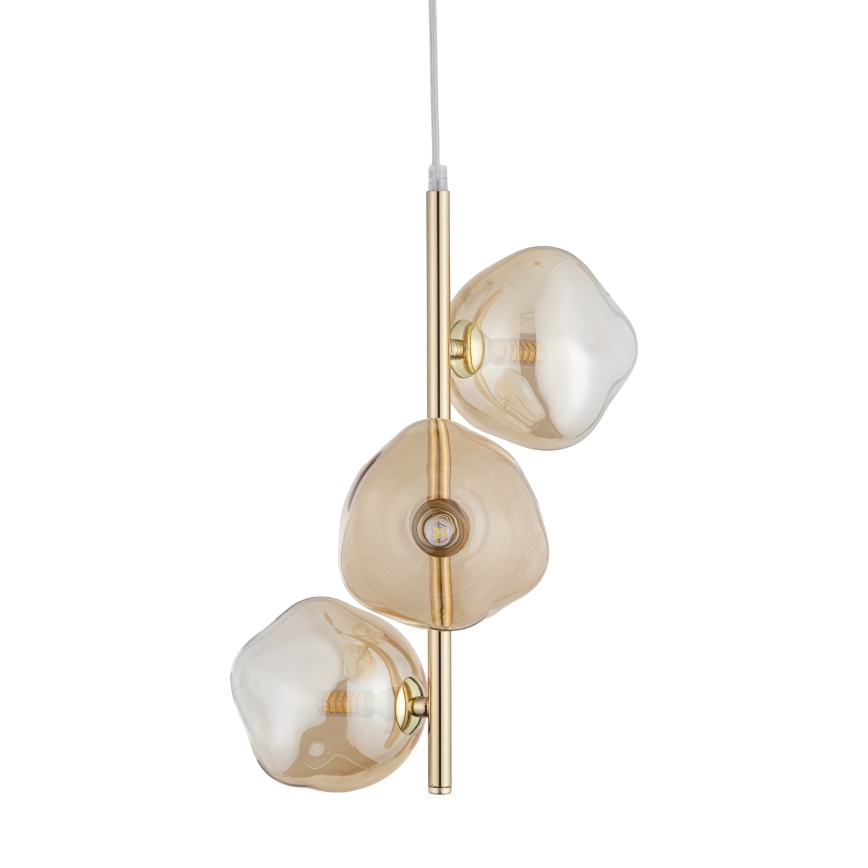 Brilagi - Takpendel på vajer VULCANO 3xG9/8W/230V guld/rökbeige
