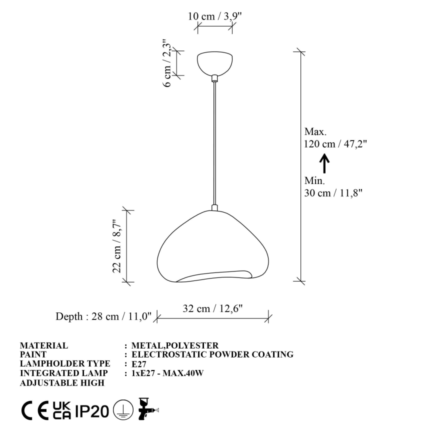 Brilagi - Takpendel på vajer WABI SABI 1xE27/40W/230V Ø 32 cm vit