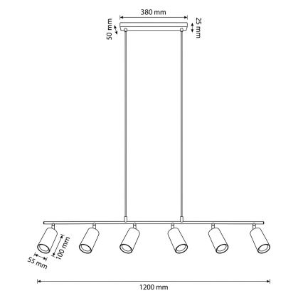 Brilagi - Takpendel SELE 6xGU10/30W/230V vit
