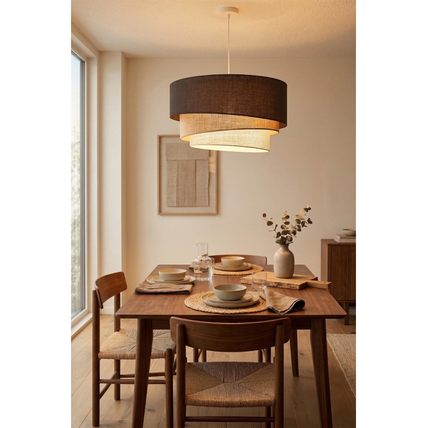 Brilagi - Takpendel TRIO 3xE27/60W/230V Ø 60 cm brun/beige/vit