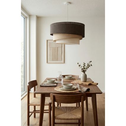 Brilagi - Takpendel TRIO 3xE27/60W/230V Ø 60 cm brun/beige/vit