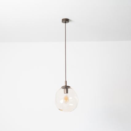 BRILAGI - Takpendel på kabel VULCANO 1xE27/15W/230V Ø 25 cm brons/rökbeige