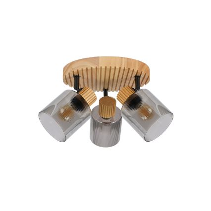 Brilagi - Takspot HYGGE 3xE14/15W/230V trä/rökfärgad