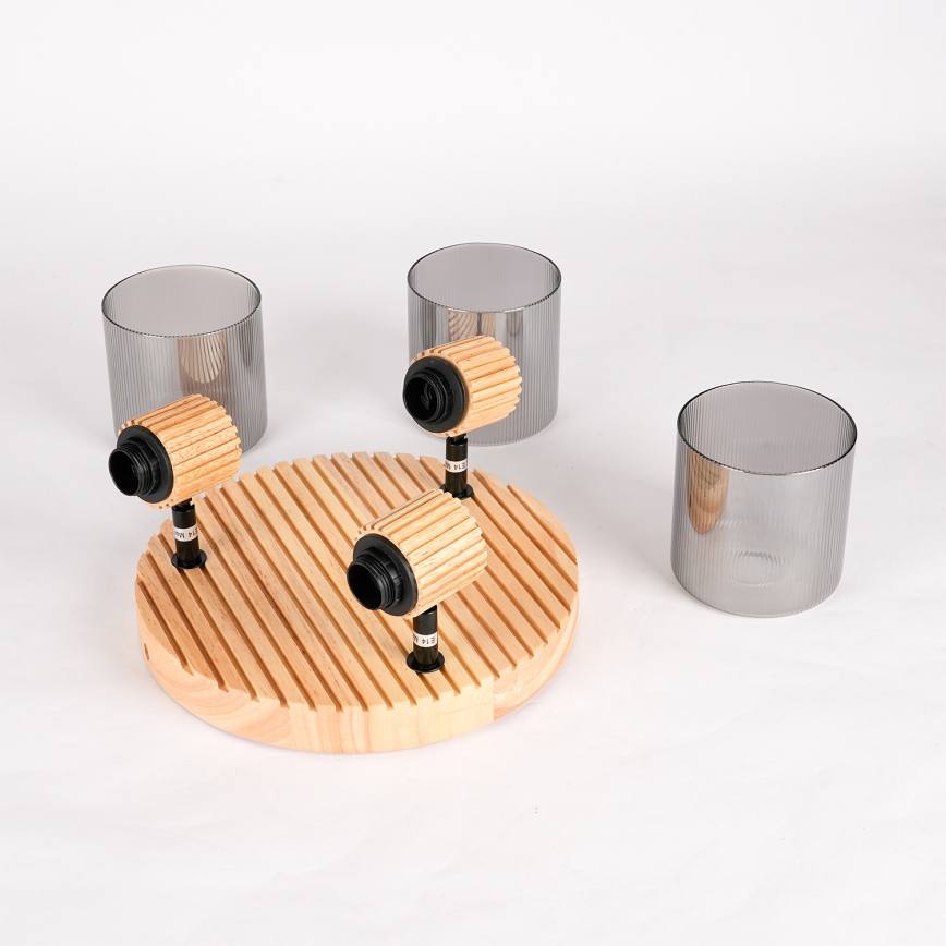 Brilagi - Takspot HYGGE 3xE14/15W/230V trä/rökfärgad