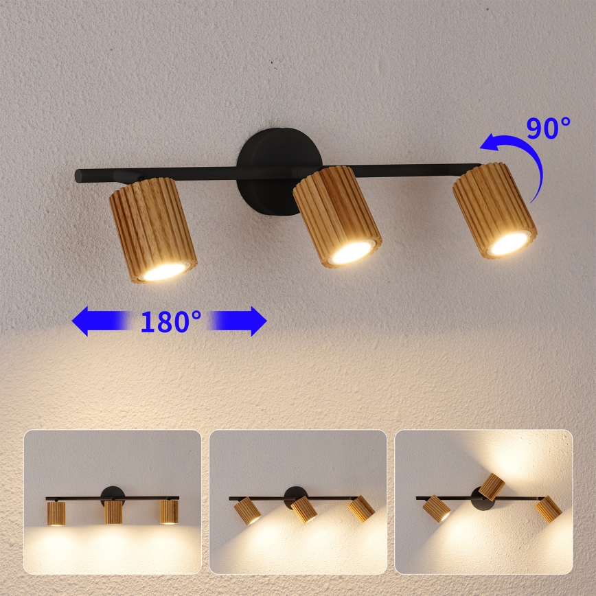Brilagi - Takspot MODERN WOOD 3xGU10/8W/230V trä/svart