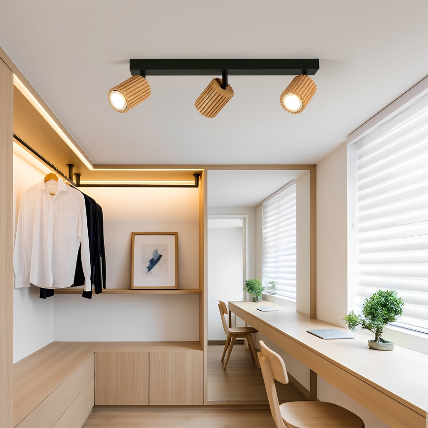 Brilagi - Takspot MODERN WOOD 3xGU10/8W/230V trä/svart