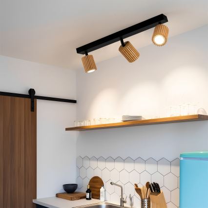 Brilagi - Takspot MODERN WOOD 3xGU10/8W/230V trä/svart