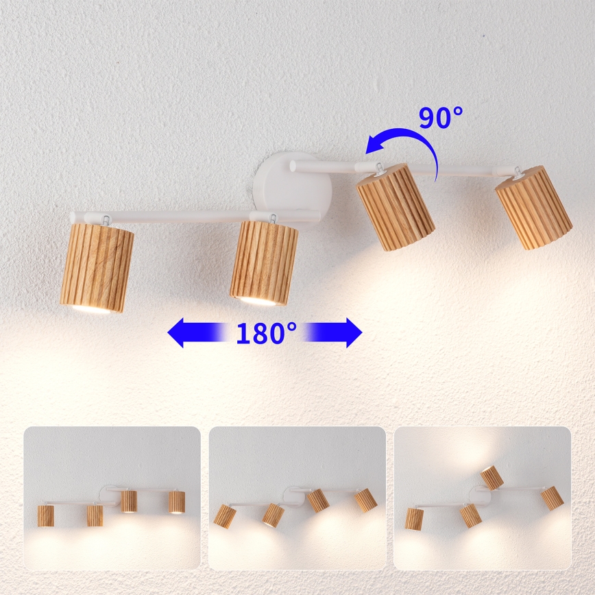 Brilagi - Takspot MODERN WOOD 4xGU10/8W/230V trä/vit
