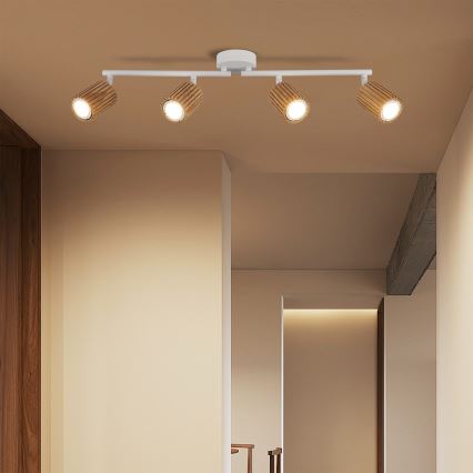 Brilagi - Takspot MODERN WOOD 4xGU10/8W/230V trä/vit