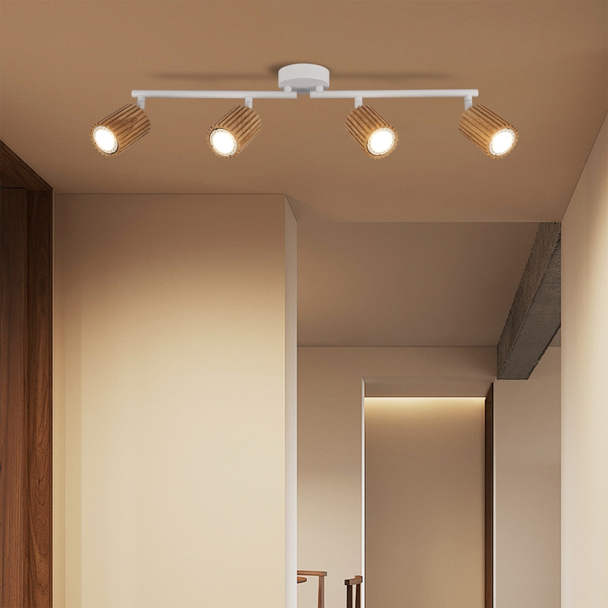 Brilagi - Takspot MODERN WOOD 4xGU10/8W/230V trä/vit