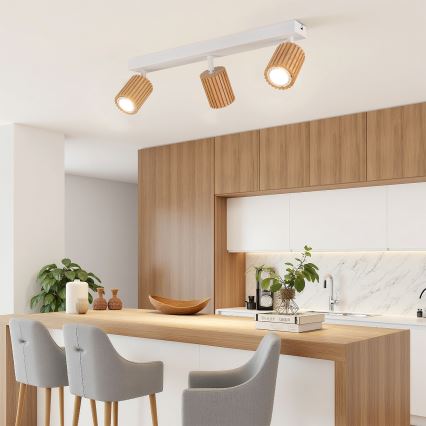 Brilagi - Takspot MODERN WOOD 4xGU10/8W/230V trä/vit