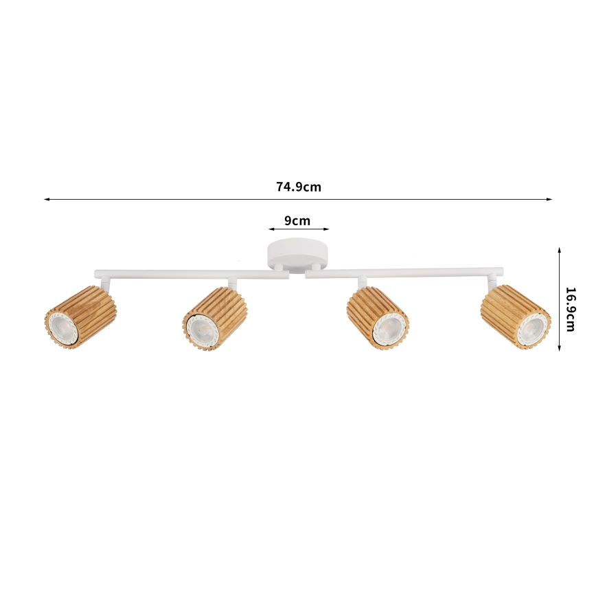 Brilagi - Takspot MODERN WOOD 4xGU10/8W/230V trä/vit