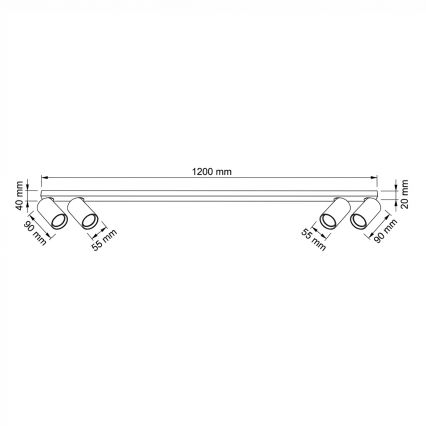 BRILAGI - Takspot SELE LONG 4xGU10/30W/230V svart