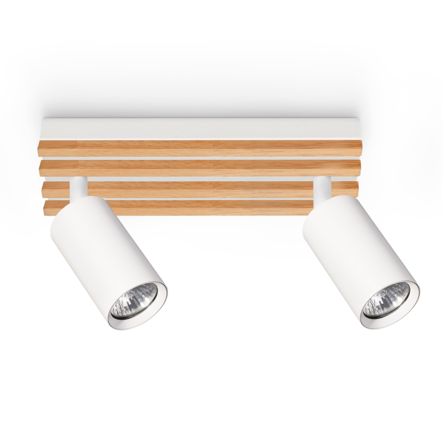 Brilagi - Takspot SELE WOOD 2xGU10/30W/230V vit/trä