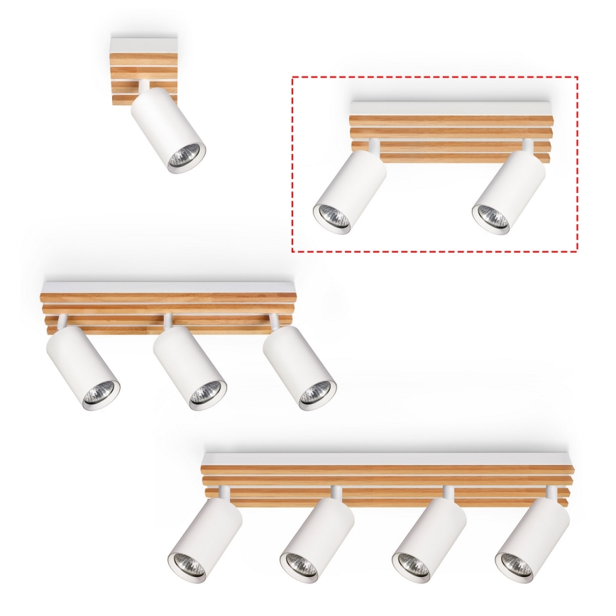 Brilagi - Takspot SELE WOOD 2xGU10/30W/230V vit/trä