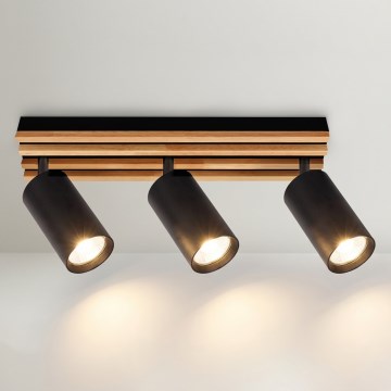 Brilagi - Takspot SELE WOOD 3xGU10/30W/230V svart/trä